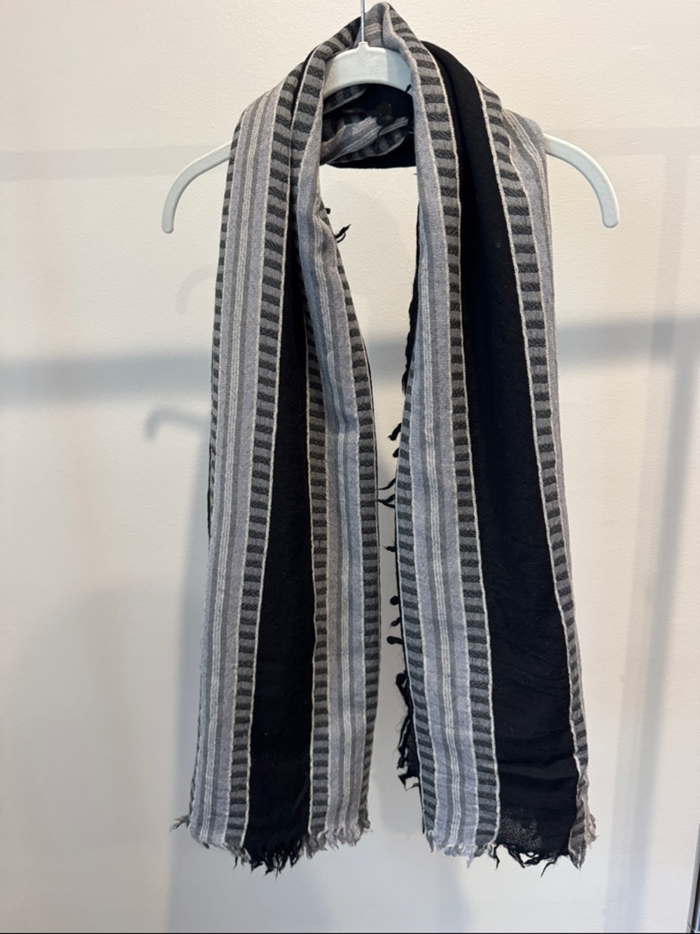 Aritzia Black and Gray Striped Blanket Scarf